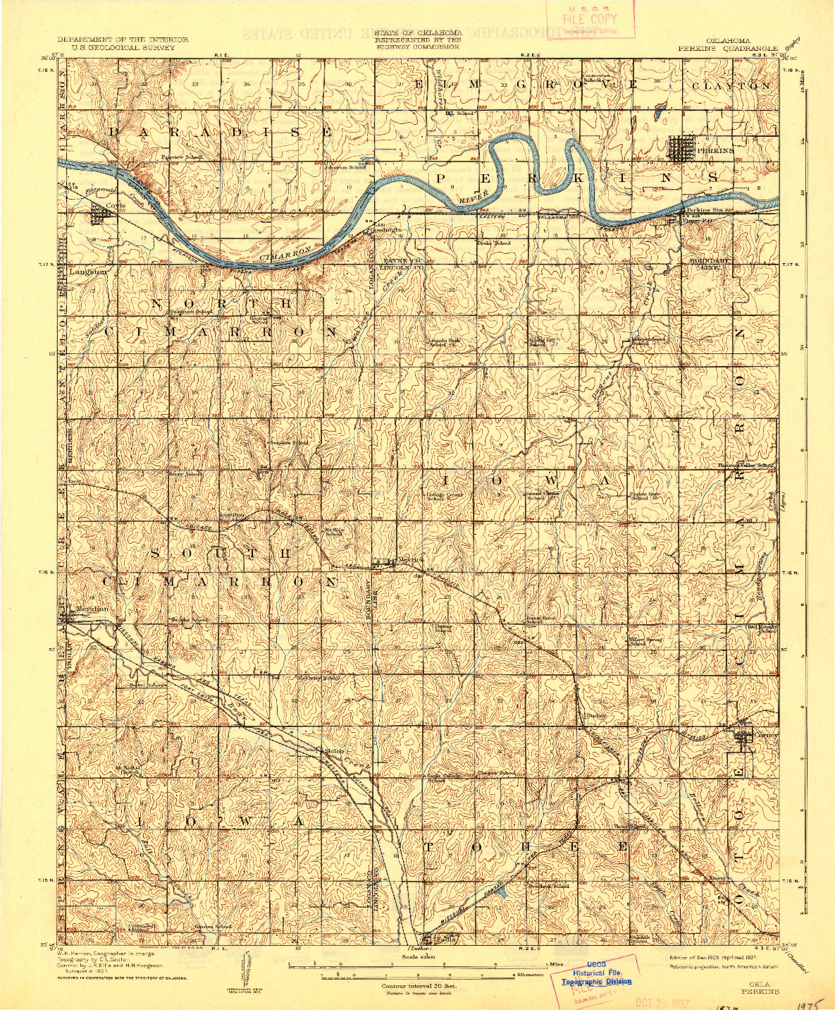 USGS 1:62500-SCALE QUADRANGLE FOR PERKINS, OK 1909