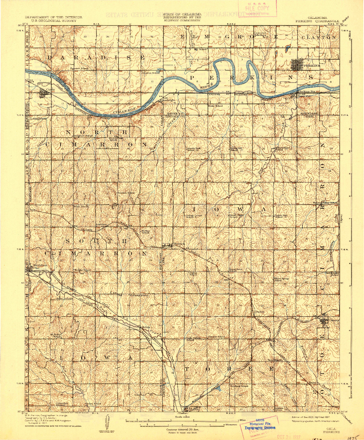 USGS 1:62500-SCALE QUADRANGLE FOR PERKINS, OK 1909