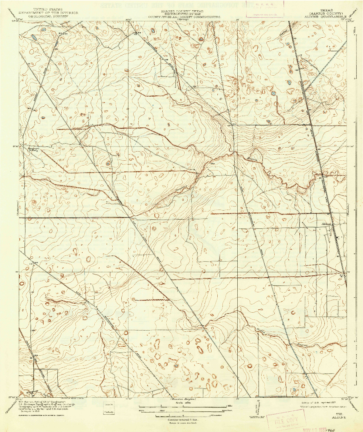 USGS 1:31680-SCALE QUADRANGLE FOR ALDINE, TX 1919