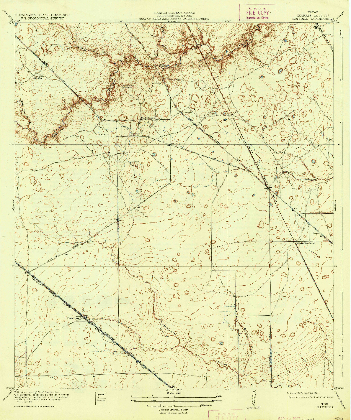 USGS 1:31680-SCALE QUADRANGLE FOR SATSUMA, TX 1920