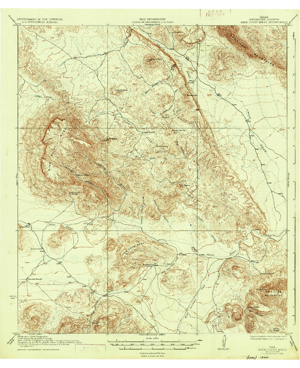 USGS 1:62500-SCALE QUADRANGLE FOR NINE POINT MESA, TX 1937