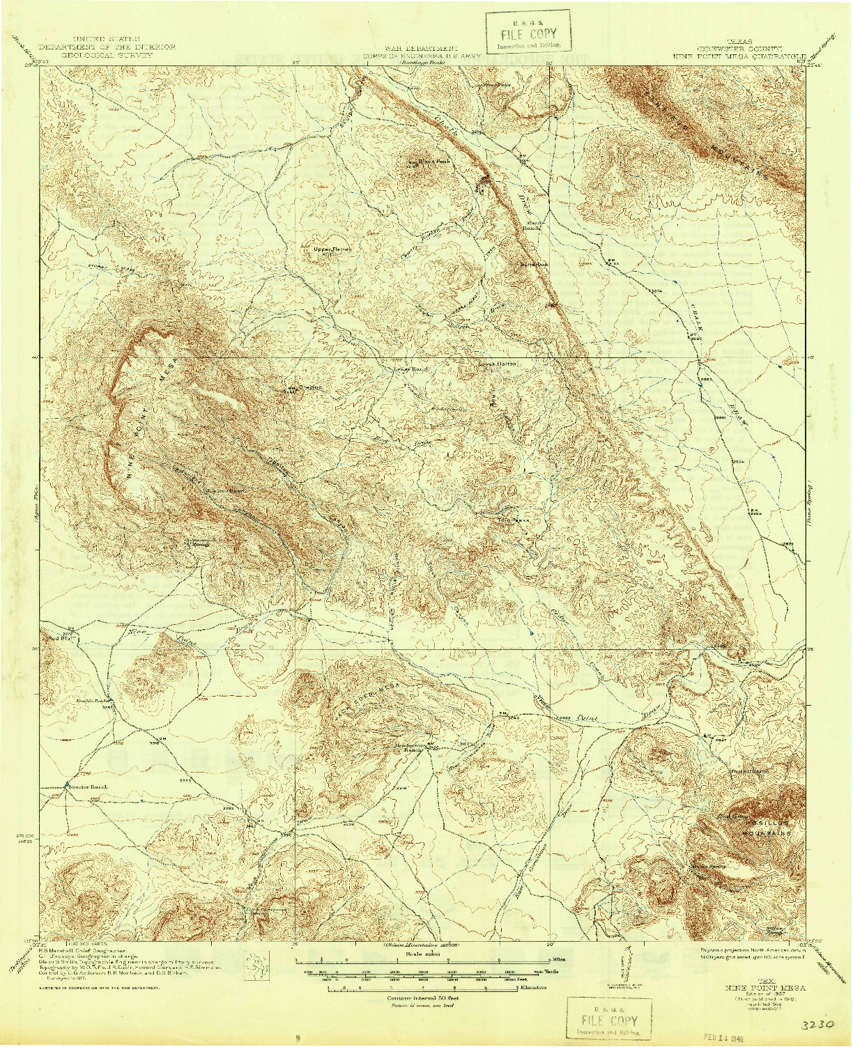 USGS 1:62500-SCALE QUADRANGLE FOR NINE POINT MESA, TX 1937