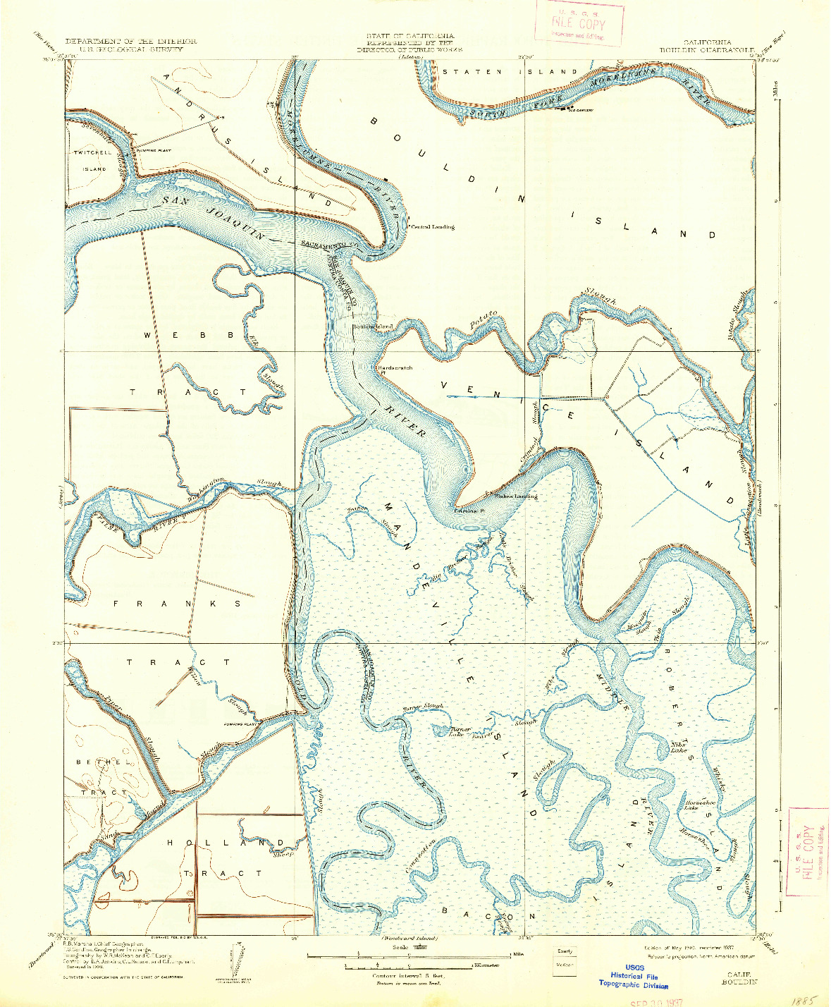 USGS 1:31680-SCALE QUADRANGLE FOR BOULDIN, CA 1910