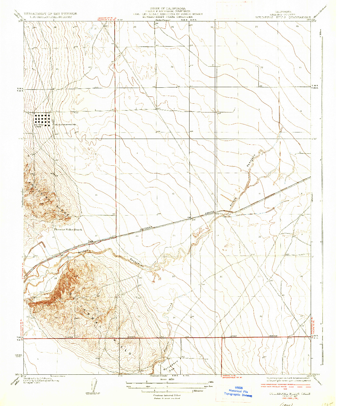 USGS 1:31680-SCALE QUADRANGLE FOR GUIJARRAL HILLS, CA 1937