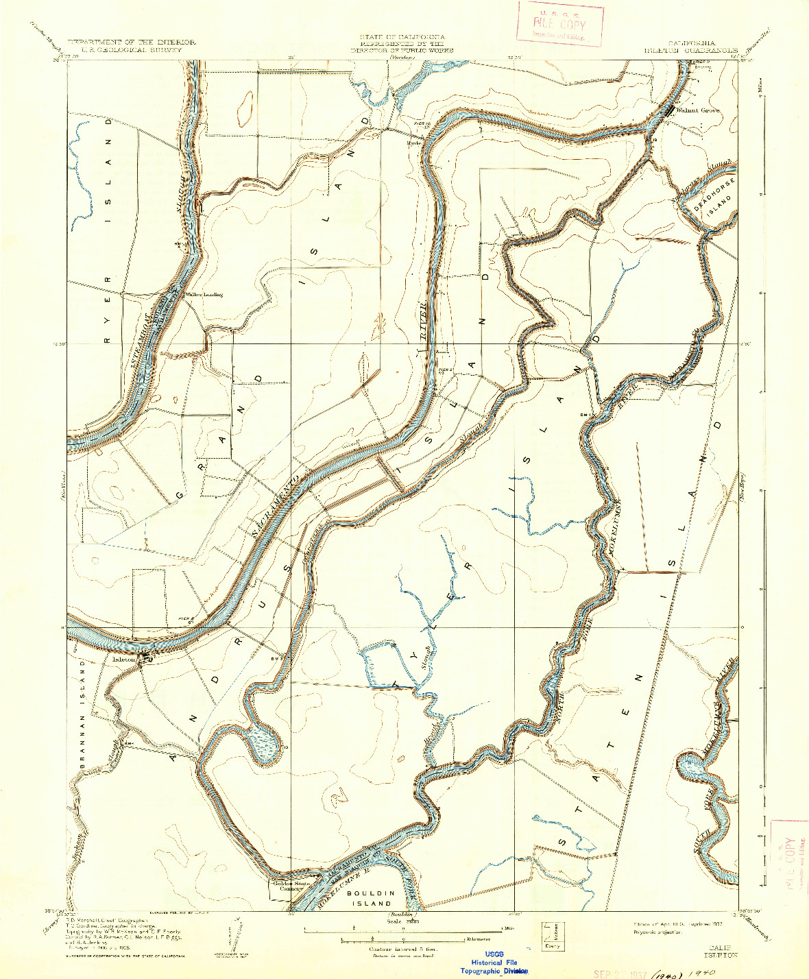 USGS 1:31680-SCALE QUADRANGLE FOR ISLETON, CA 1910