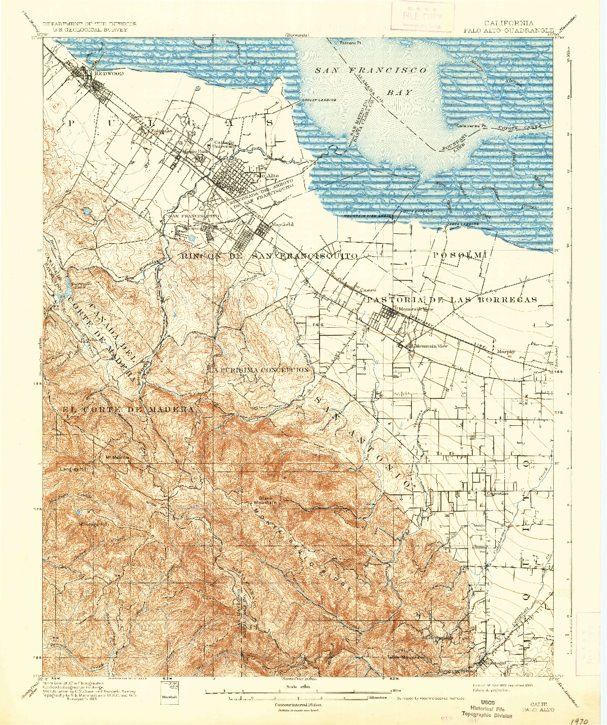 USGS 1:62500-SCALE QUADRANGLE FOR PALO ALTO, CA 1899