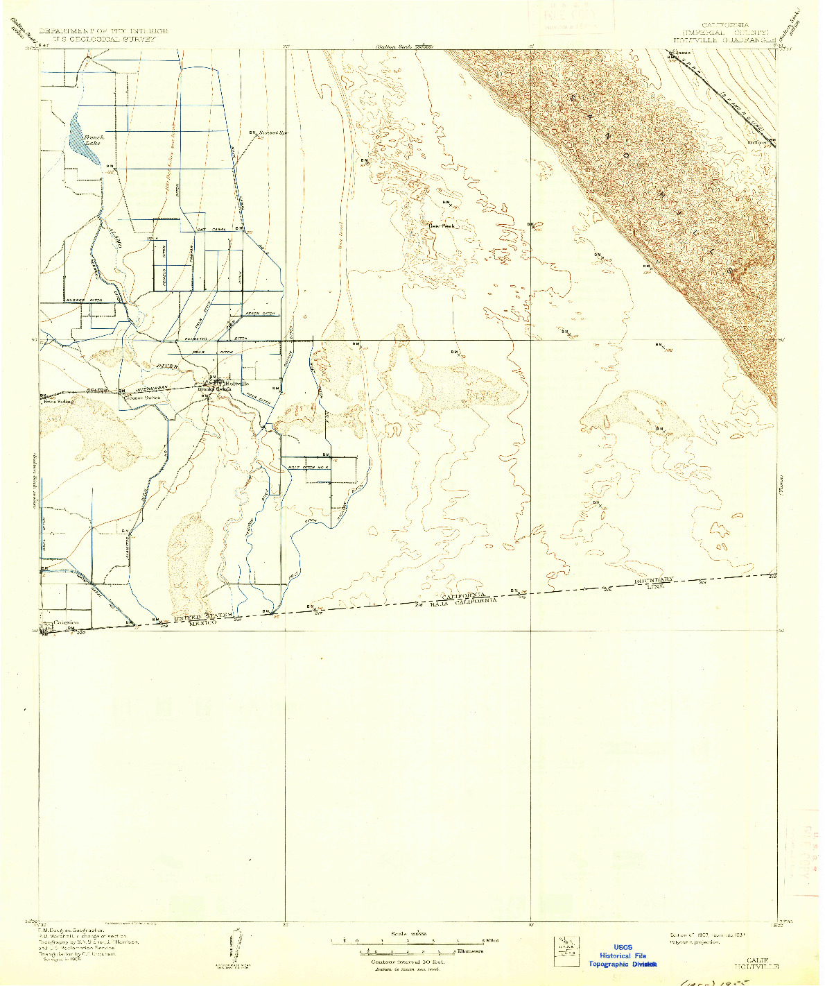 USGS 1:125000-SCALE QUADRANGLE FOR HOLTVILLE, CA 1907