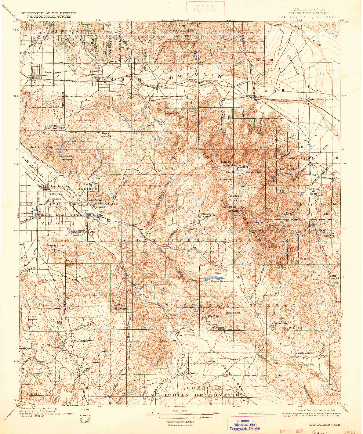 USGS 1:125000-SCALE QUADRANGLE FOR SAN JACINTO, CA 1901