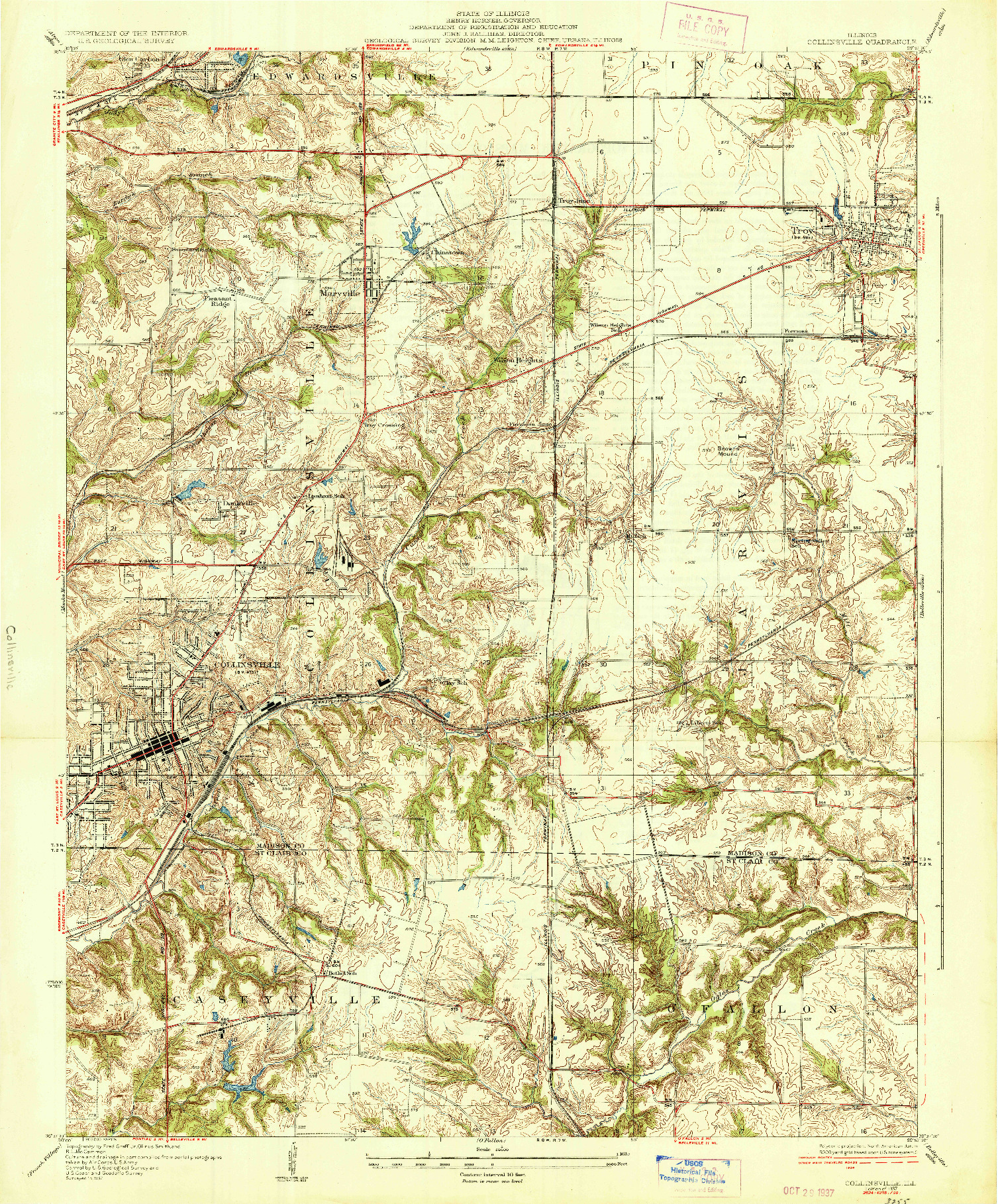 USGS 1:24000-SCALE QUADRANGLE FOR COLLINSVILLE, IL 1937