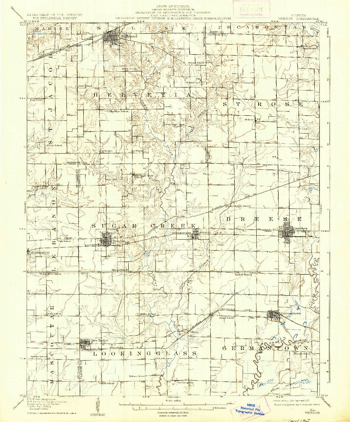 USGS 1:62500-SCALE QUADRANGLE FOR BREESE, IL 1907