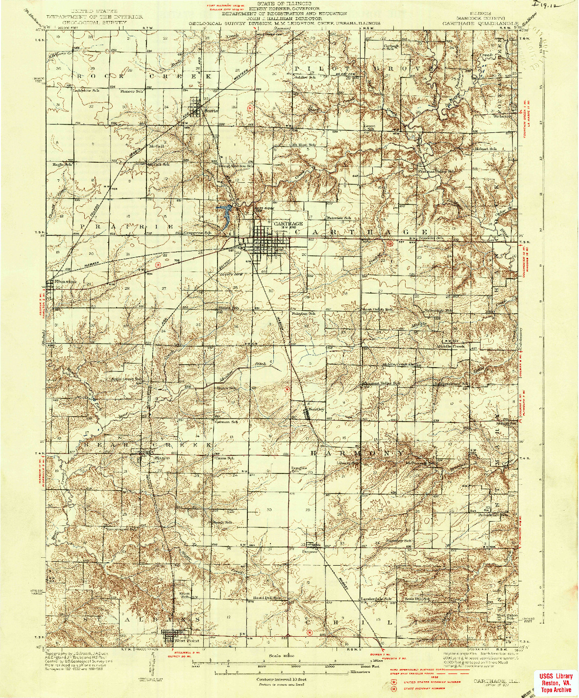 USGS 1:62500-SCALE QUADRANGLE FOR CARTHAGE, IL 1937