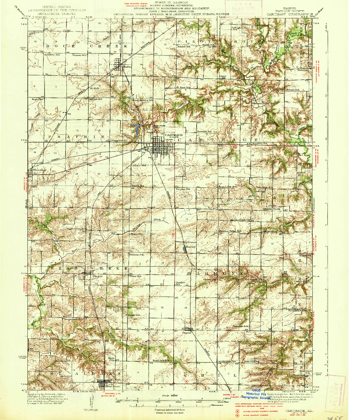 USGS 1:62500-SCALE QUADRANGLE FOR CARTHAGE, IL 1937