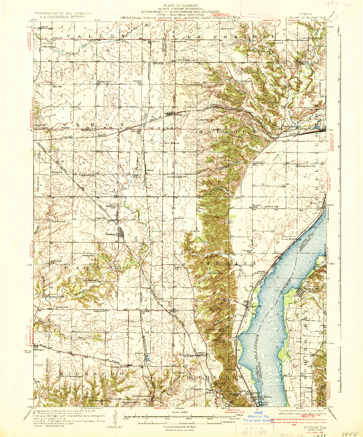 USGS 1:62500-SCALE QUADRANGLE FOR DUNLAP, IL 1937