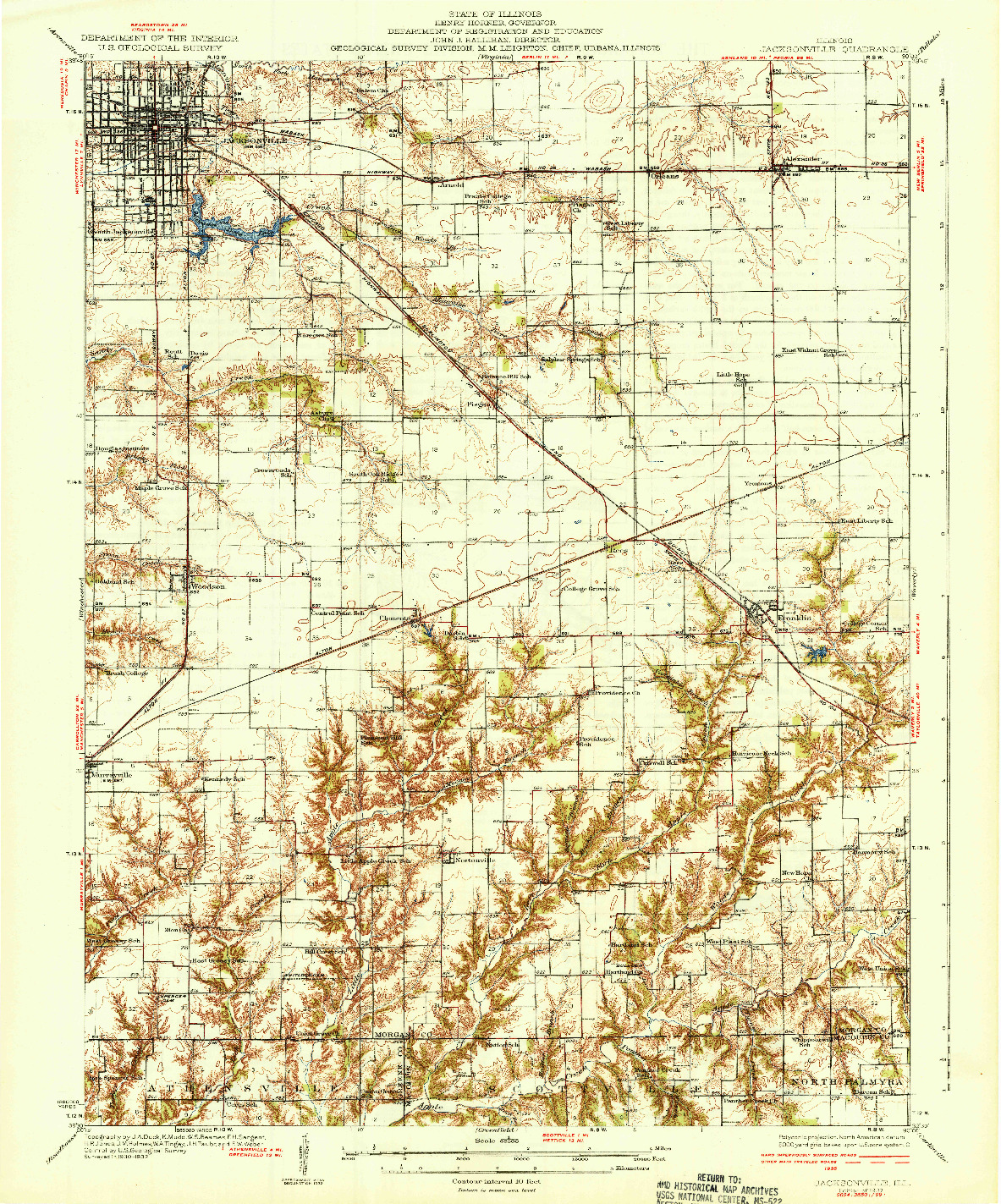 USGS 1:62500-SCALE QUADRANGLE FOR JACKSONVILLE, IL 1937