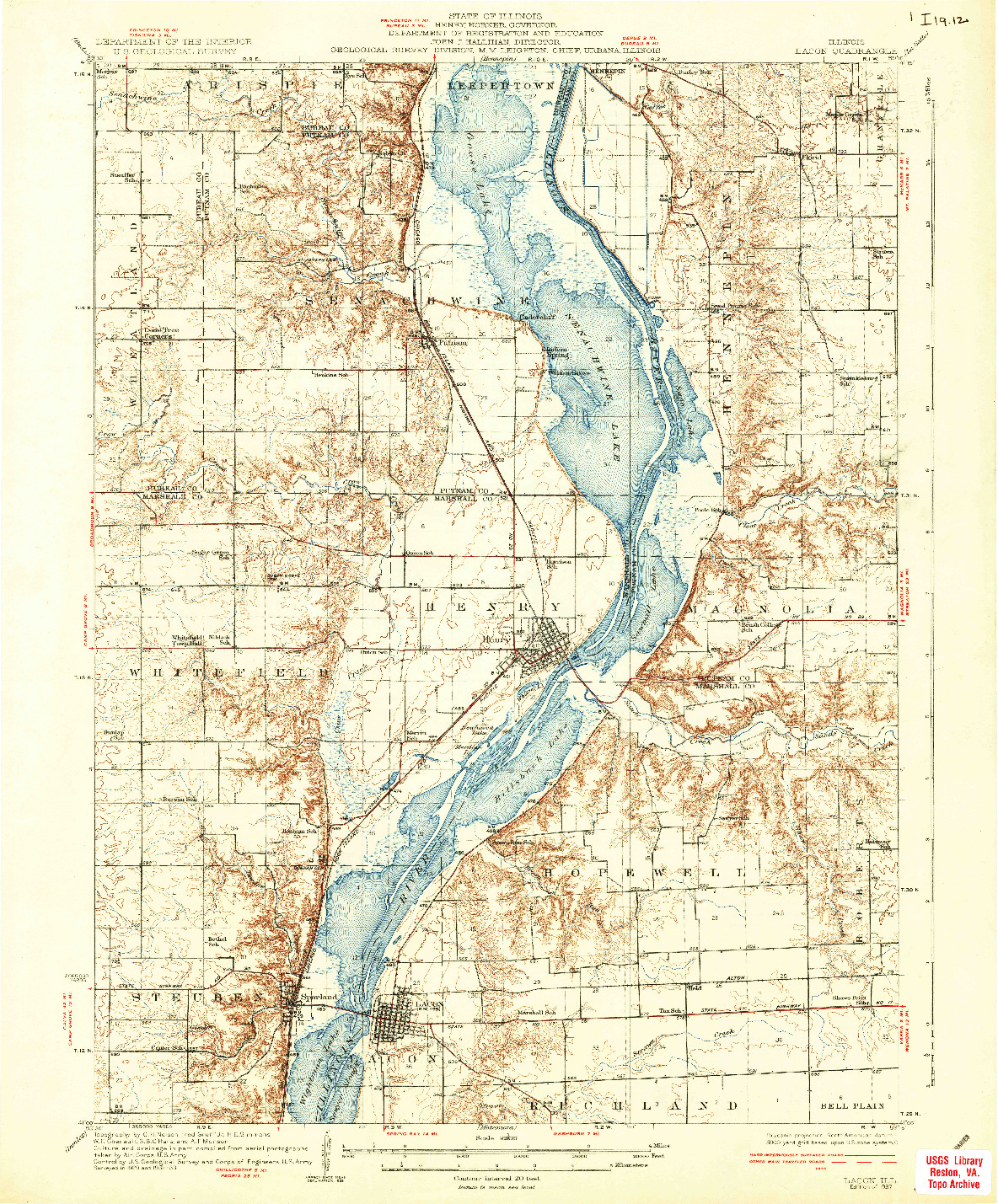 USGS 1:62500-SCALE QUADRANGLE FOR LACON, IL 1937