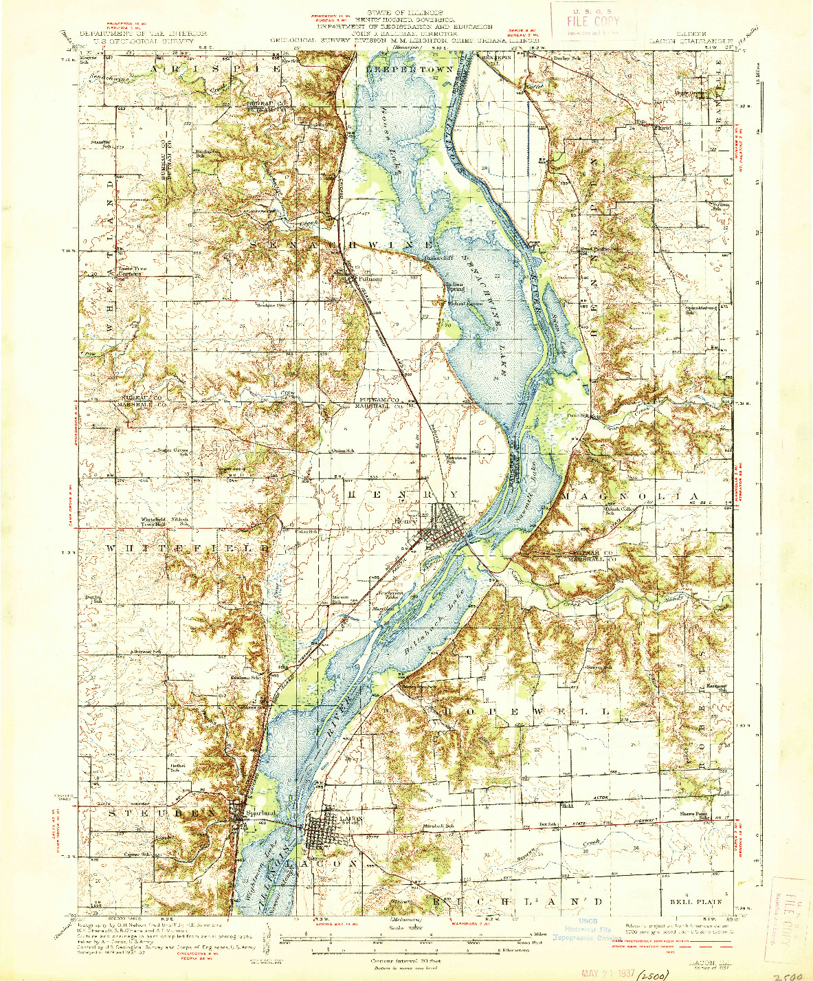 USGS 1:62500-SCALE QUADRANGLE FOR LACON, IL 1937