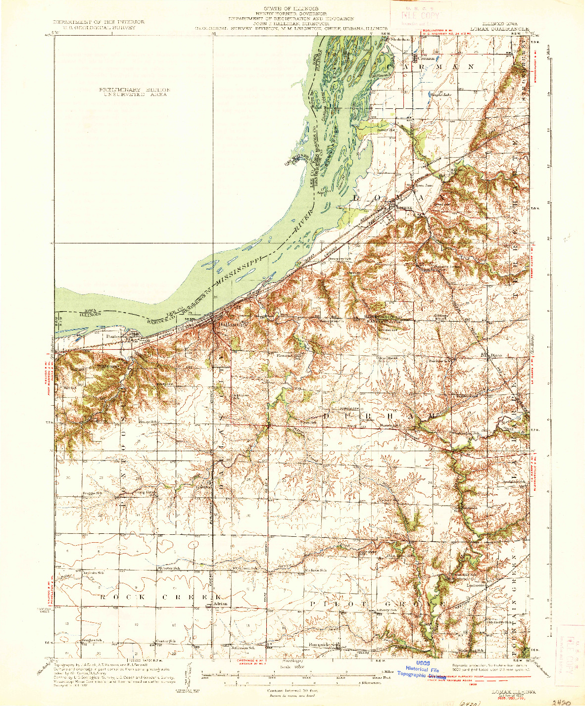 USGS 1:62500-SCALE QUADRANGLE FOR LOMAX, IL 1937