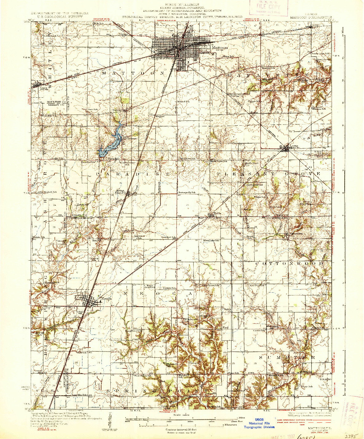 USGS 1:62500-SCALE QUADRANGLE FOR MATTOON, IL 1937