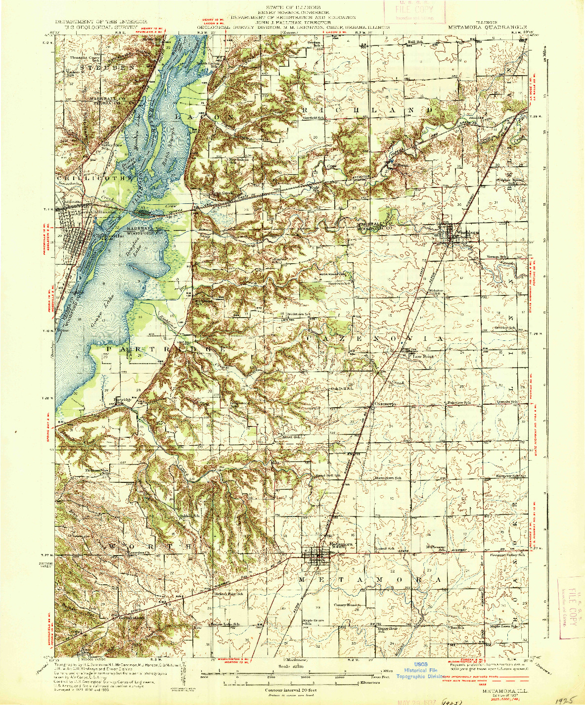 USGS 1:62500-SCALE QUADRANGLE FOR METAMORA, IL 1937