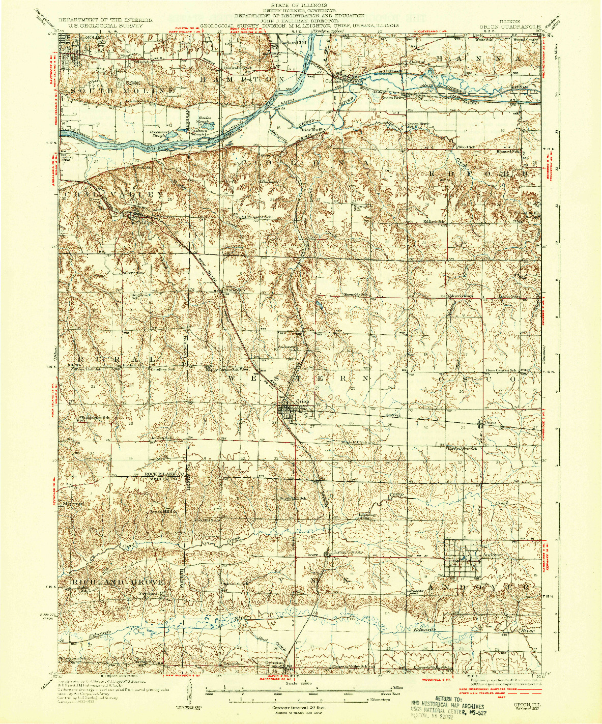 USGS 1:62500-SCALE QUADRANGLE FOR ORION, IL 1937