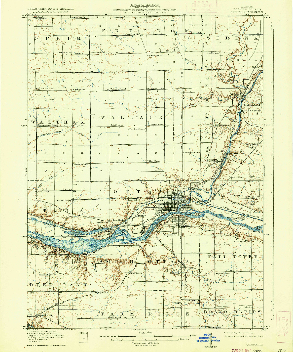 USGS 1:62500-SCALE QUADRANGLE FOR OTTAWA, IL 1915