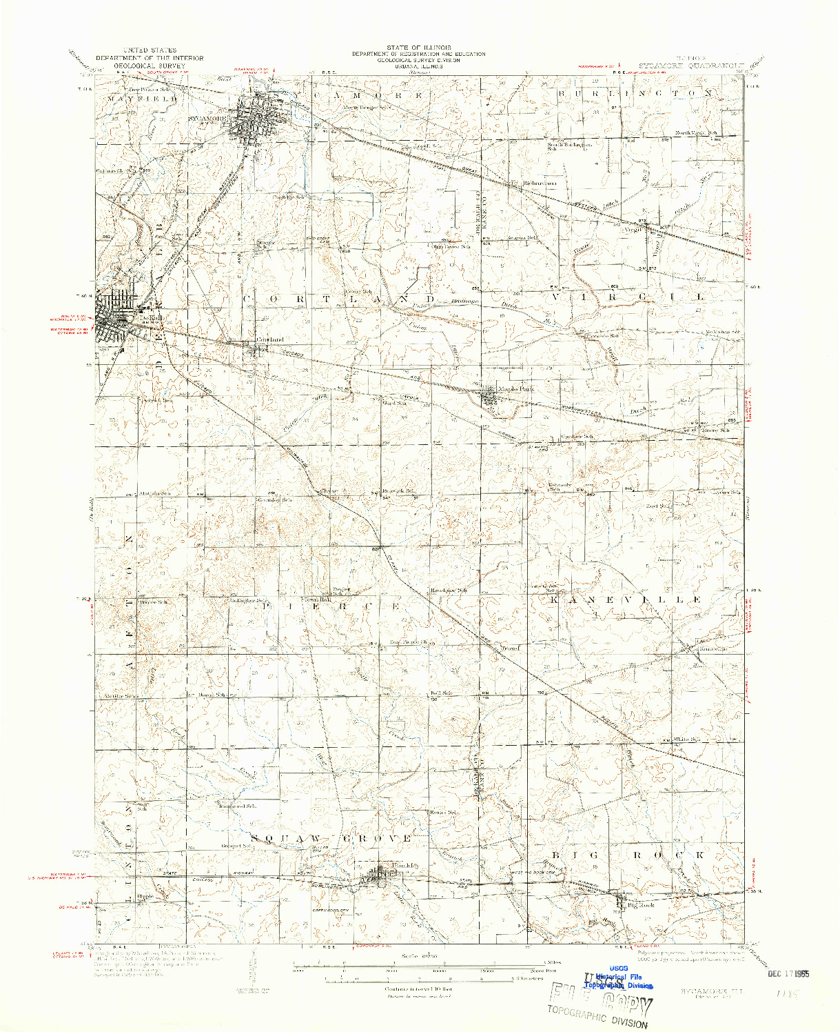 USGS 1:62500-SCALE QUADRANGLE FOR SYCAMORE, IL 1937