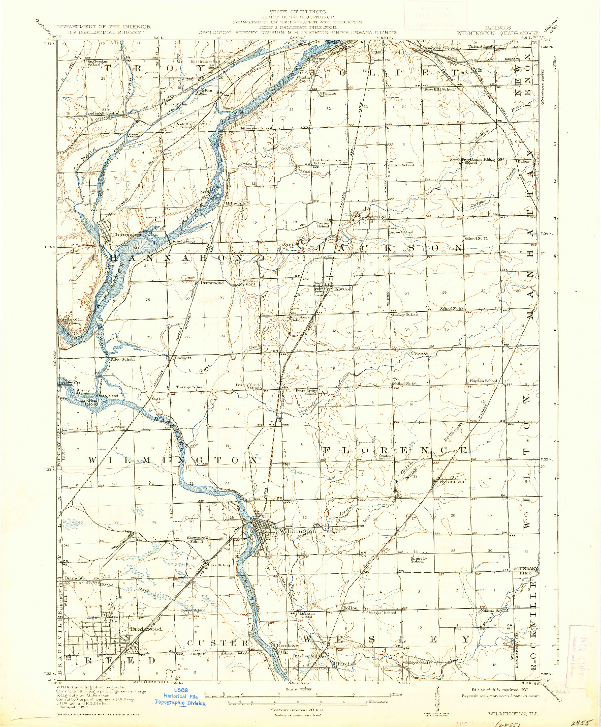 USGS 1:62500-SCALE QUADRANGLE FOR WILMINGTON, IL 1918