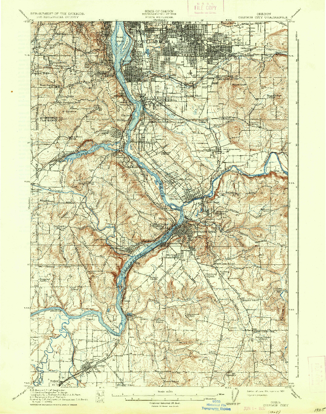USGS 1:62500-SCALE QUADRANGLE FOR OREGON CITY, OR 1914