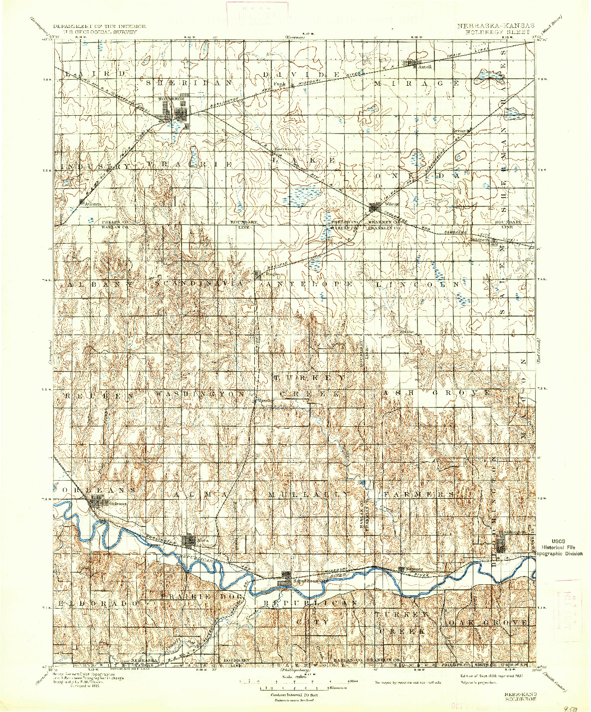 USGS 1:125000-SCALE QUADRANGLE FOR HOLDREGE, NE 1896