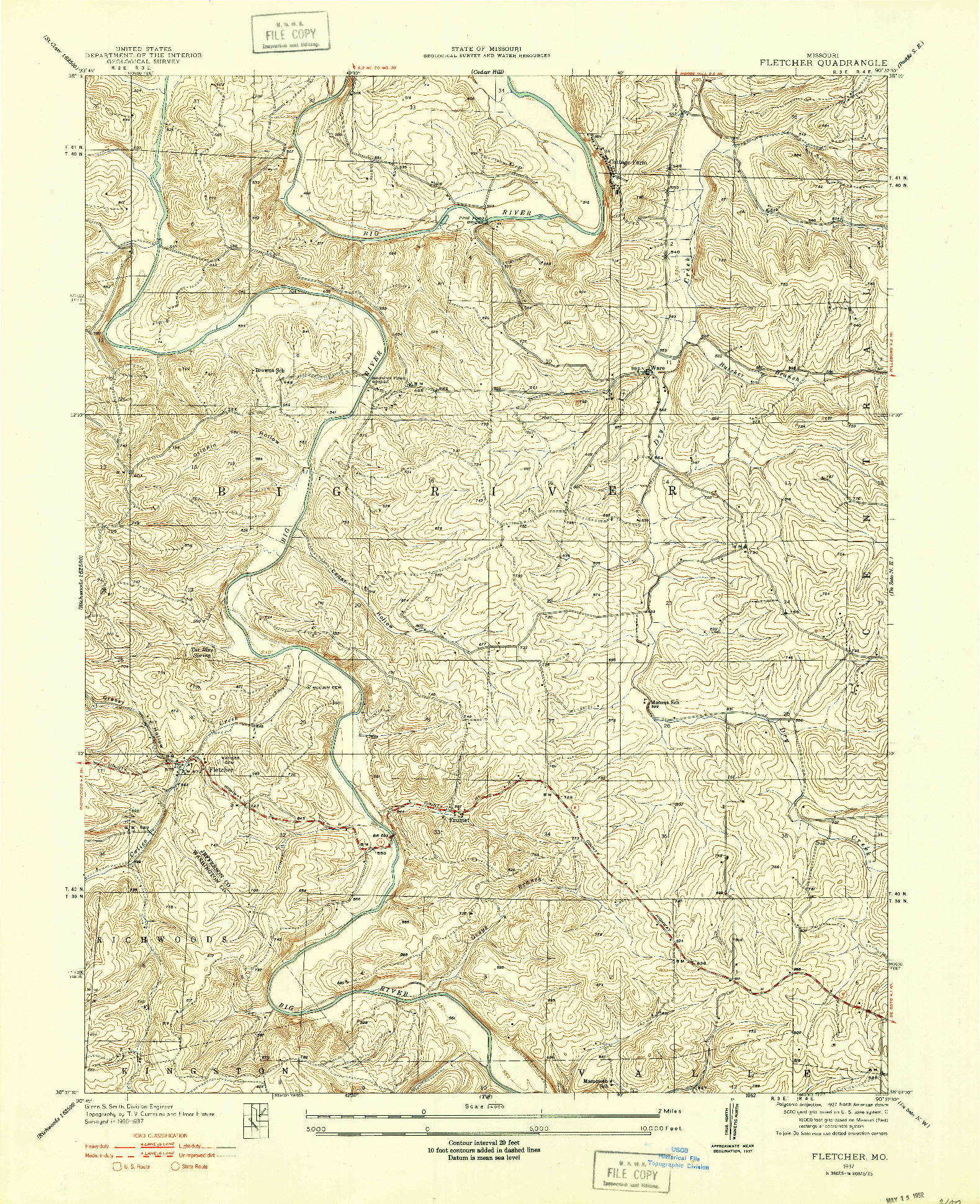 USGS 1:24000-SCALE QUADRANGLE FOR FLETCHER, MO 1937