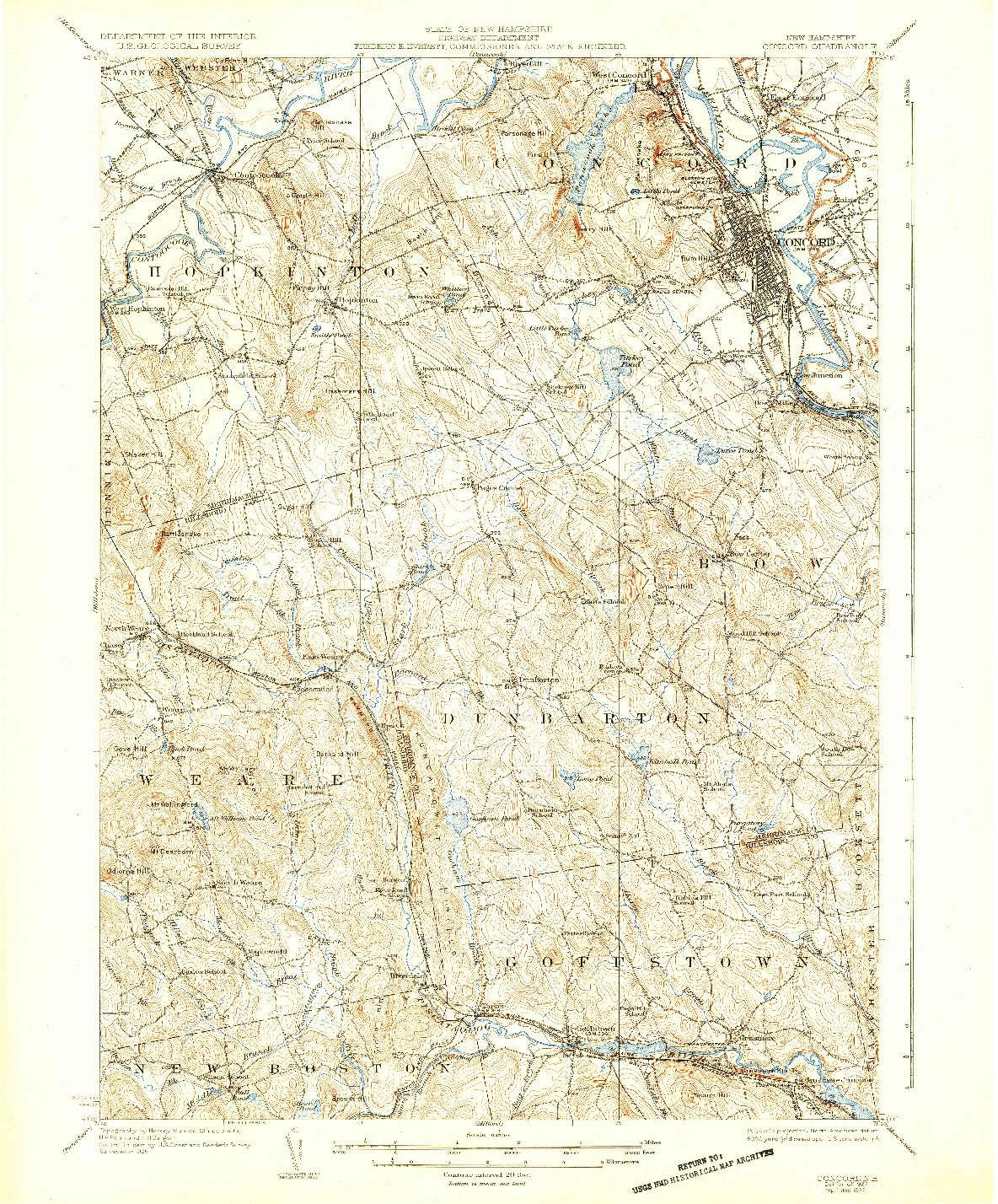 USGS 1:62500-SCALE QUADRANGLE FOR CONCORD, NH 1927