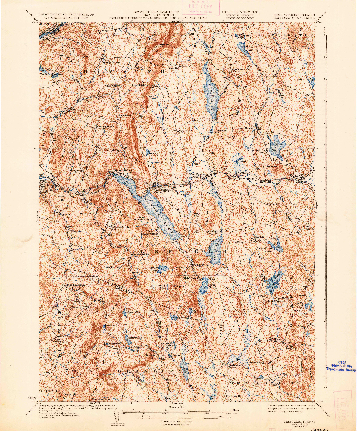 USGS 1:62500-SCALE QUADRANGLE FOR MASCOMA, NH 1932