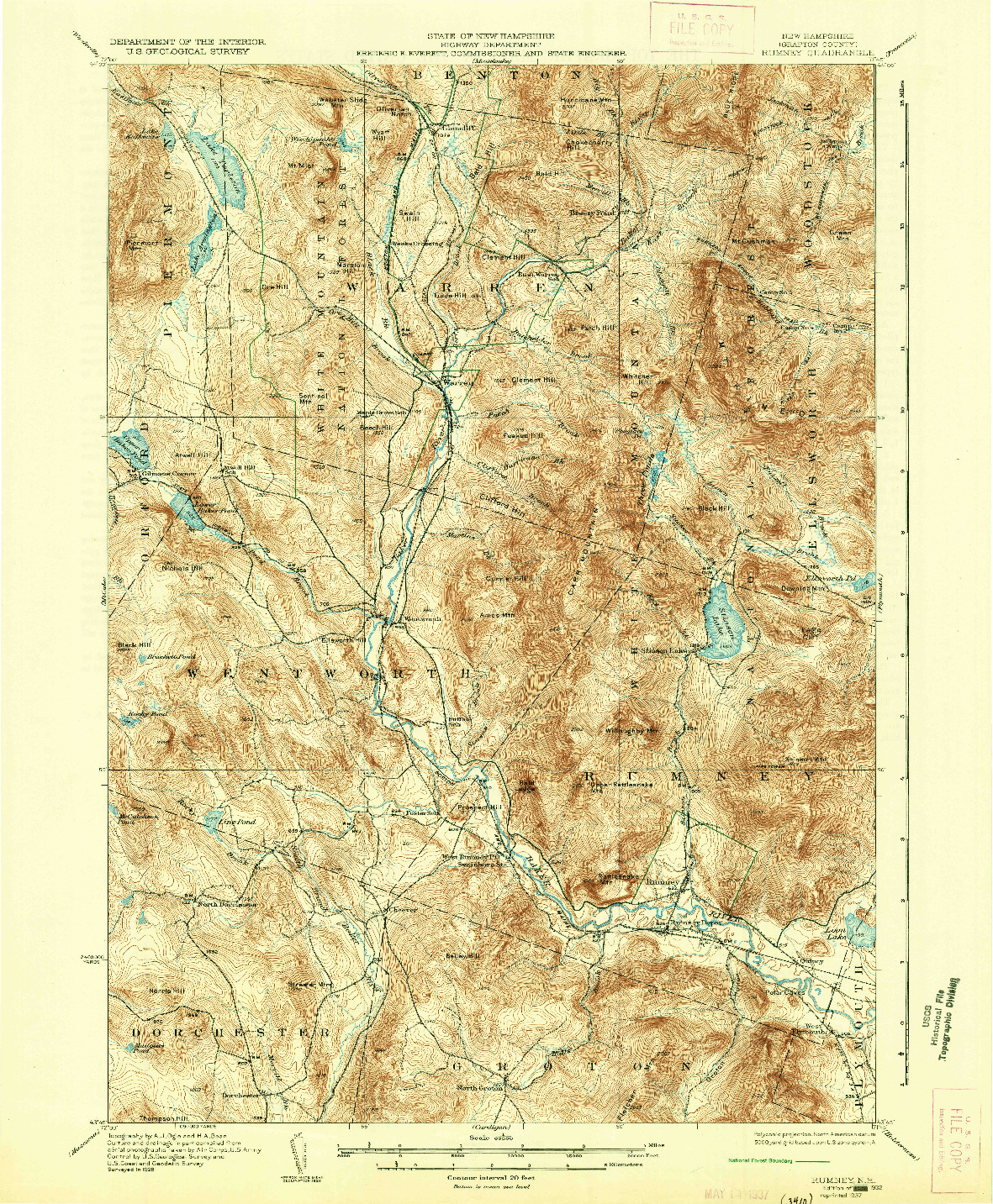 USGS 1:62500-SCALE QUADRANGLE FOR RUMNEY, NH 1932