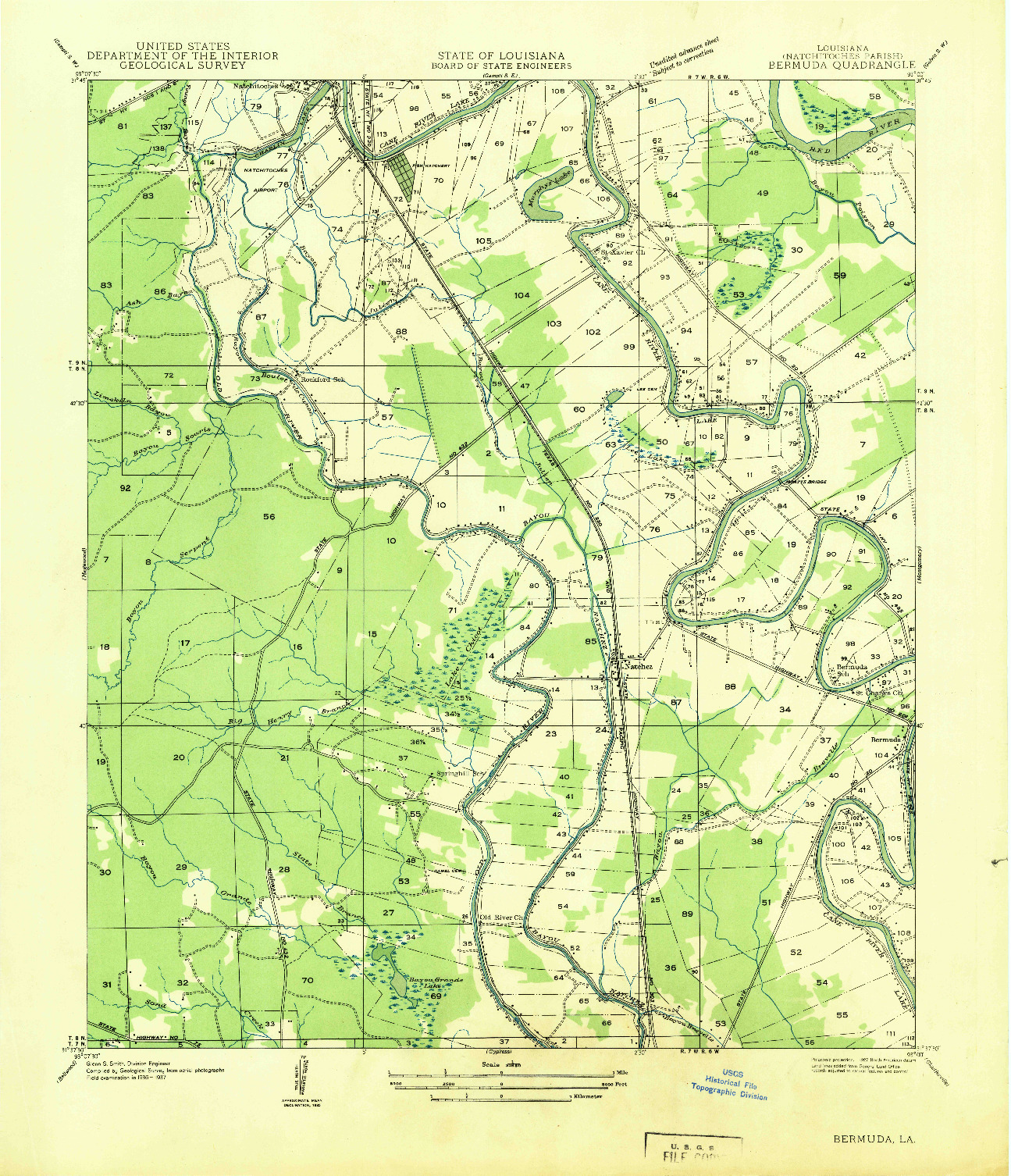 USGS 1:31680-SCALE QUADRANGLE FOR BERMUDA, LA 1937