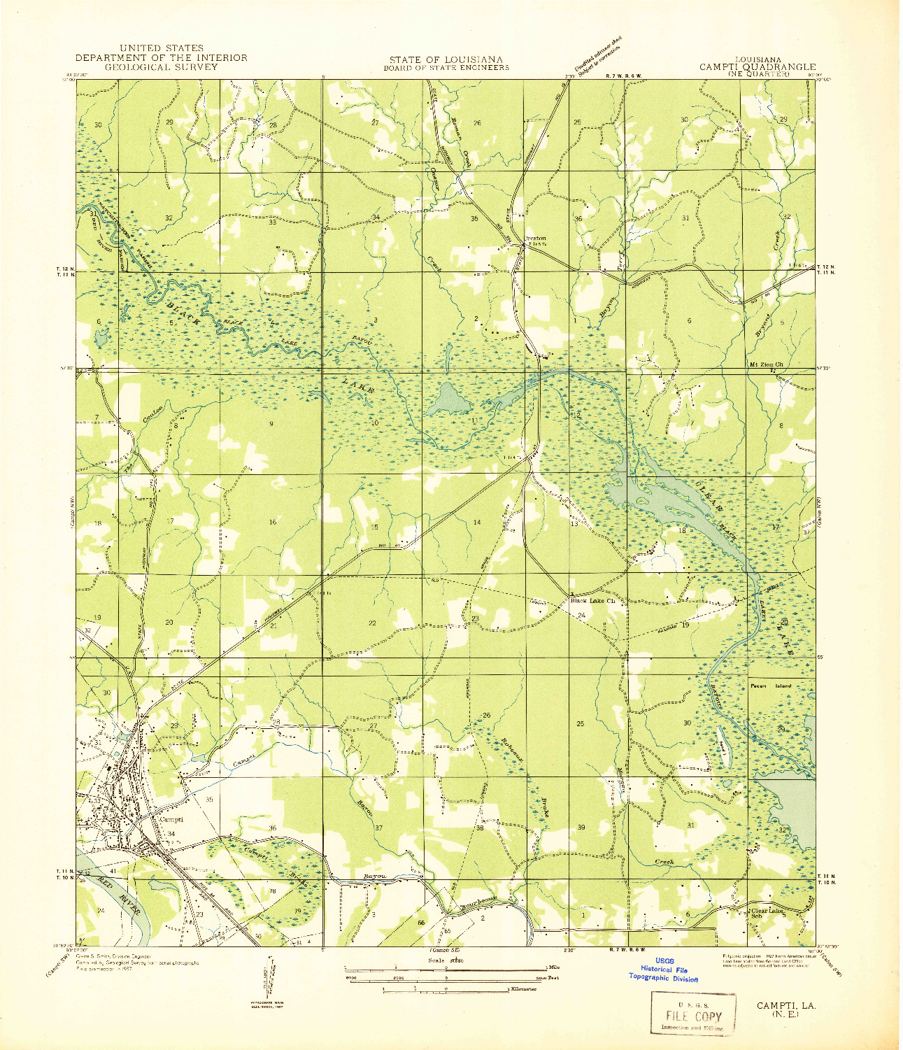 USGS 1:31680-SCALE QUADRANGLE FOR CAMPTI NE, LA 1937