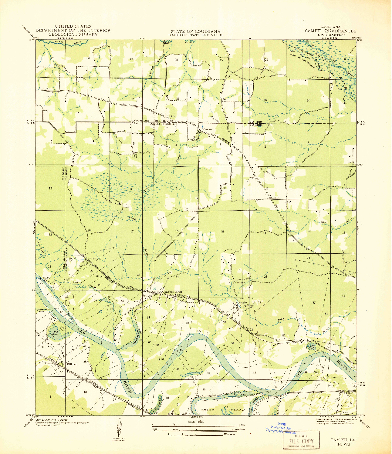 USGS 1:31680-SCALE QUADRANGLE FOR CAMPTI NW, LA 1937