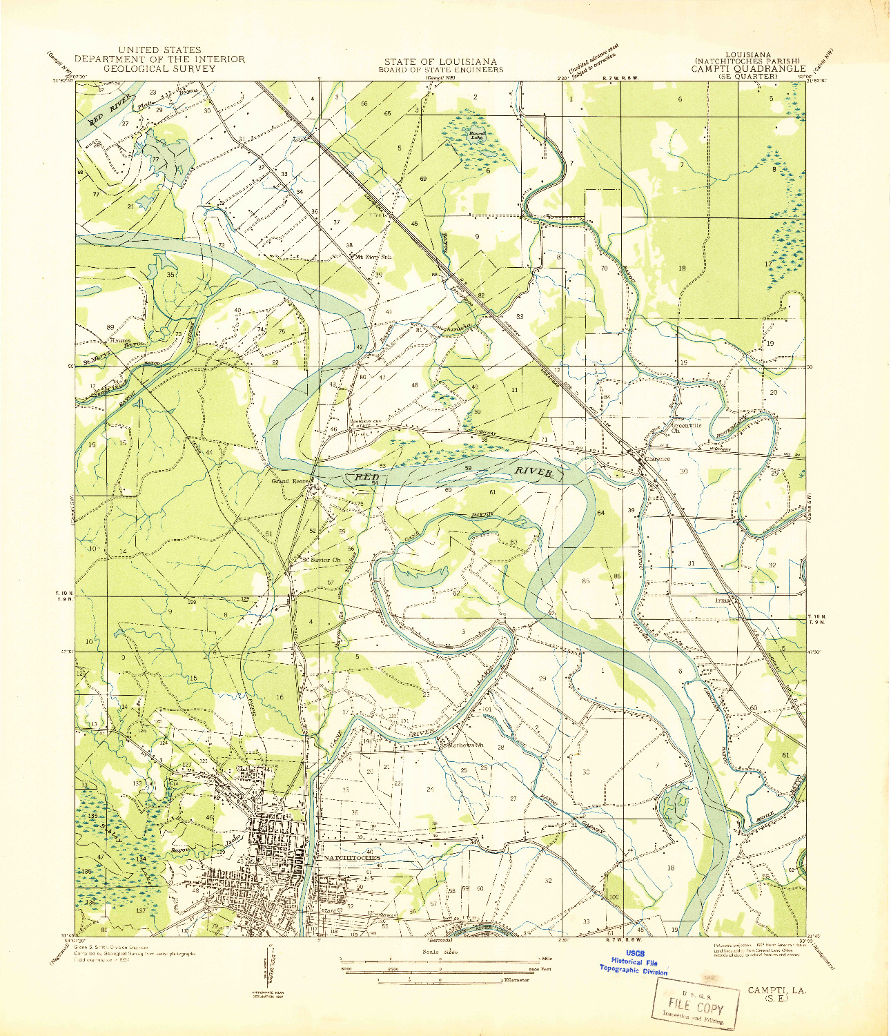 USGS 1:31680-SCALE QUADRANGLE FOR CAMPTI SE, LA 1937