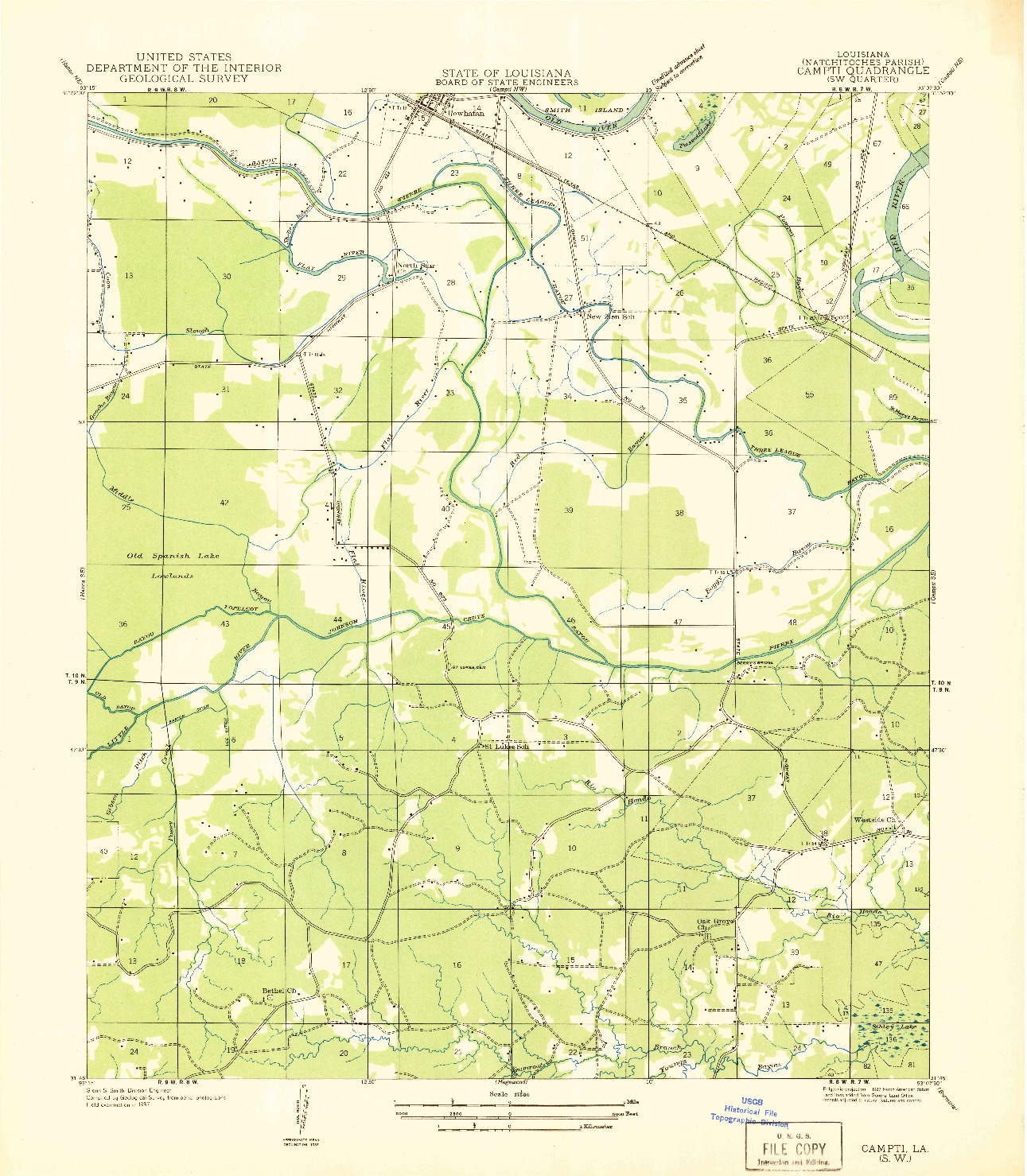 USGS 1:31680-SCALE QUADRANGLE FOR CAMPTI SW, LA 1937