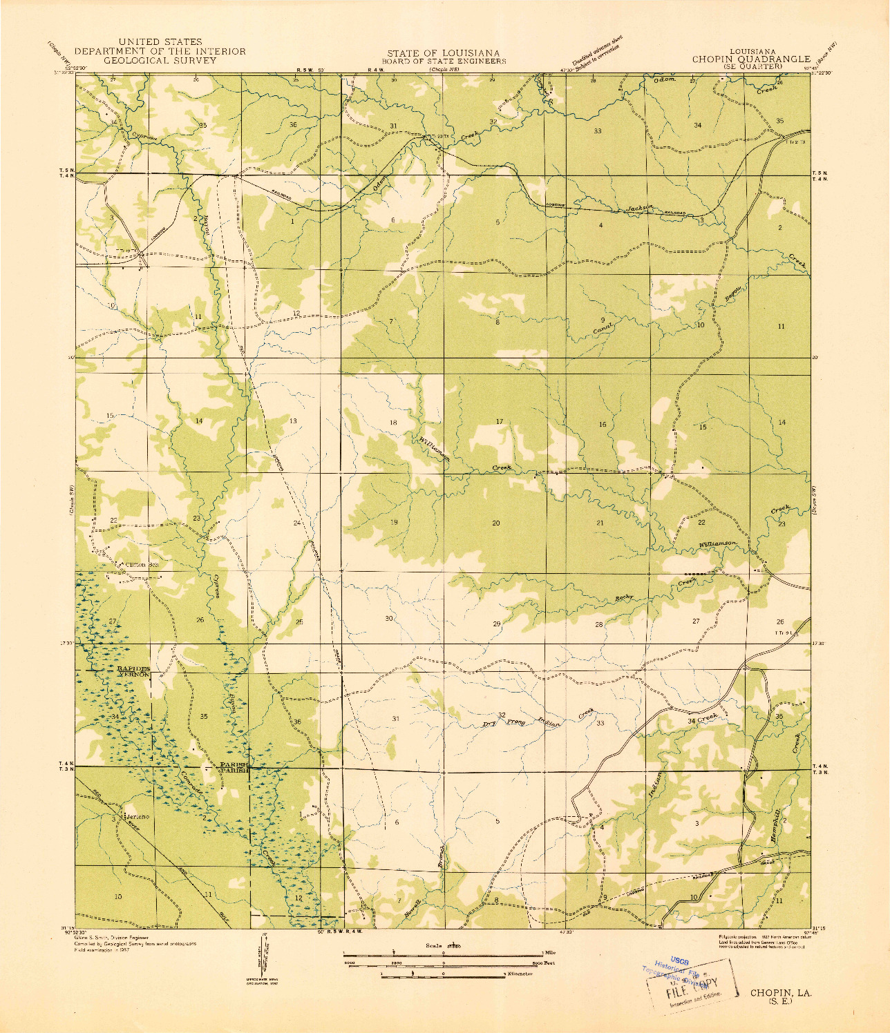 USGS 1:31680-SCALE QUADRANGLE FOR CHOPIN SE, LA 1937