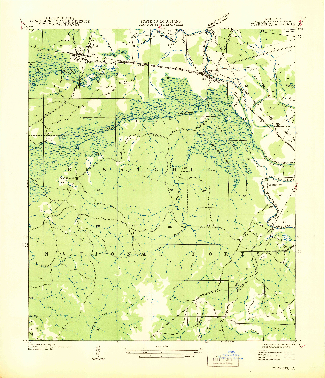 USGS 1:31680-SCALE QUADRANGLE FOR CYPRESS, LA 1937
