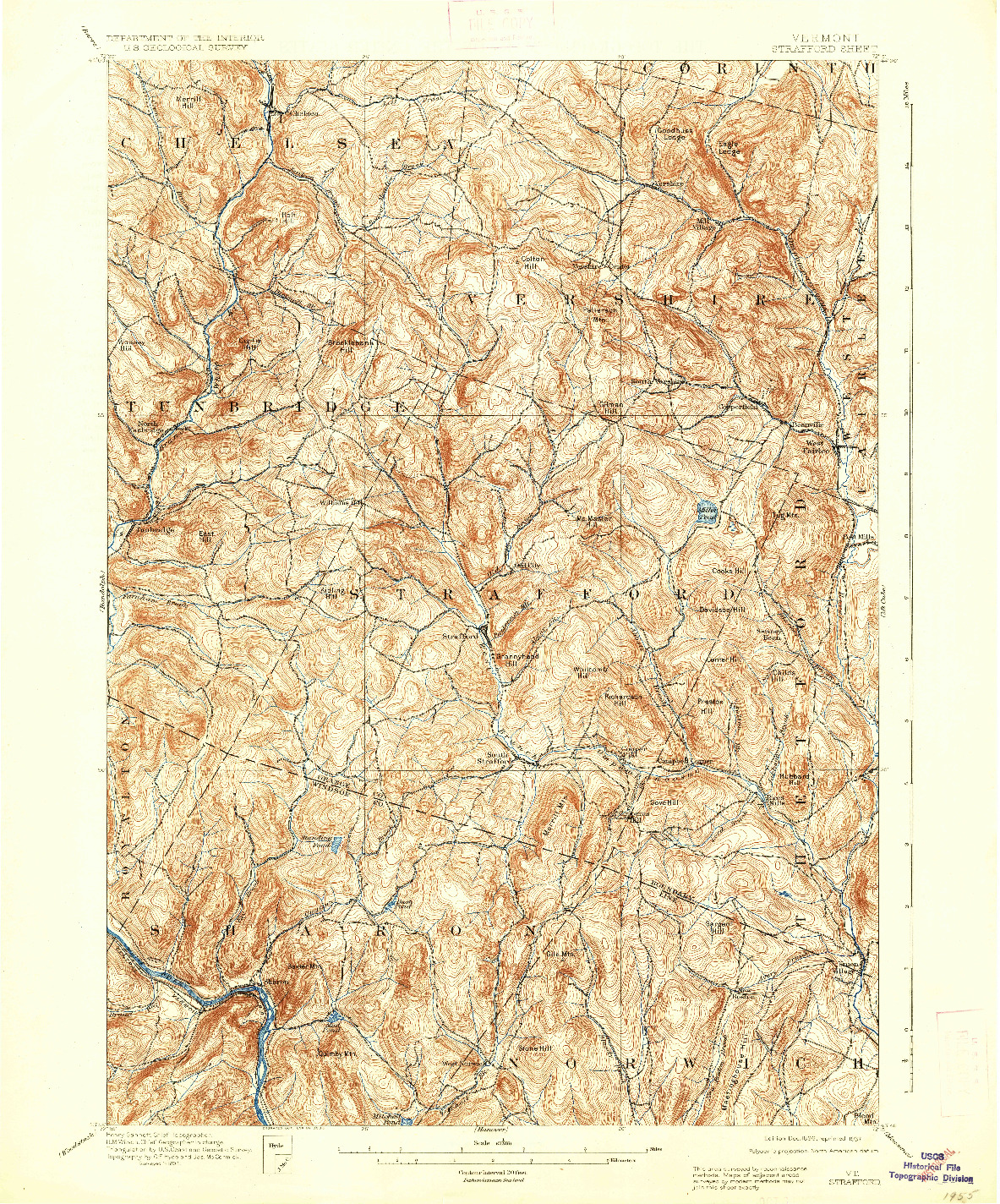 USGS 1:62500-SCALE QUADRANGLE FOR STRAFFORD, VT 1896