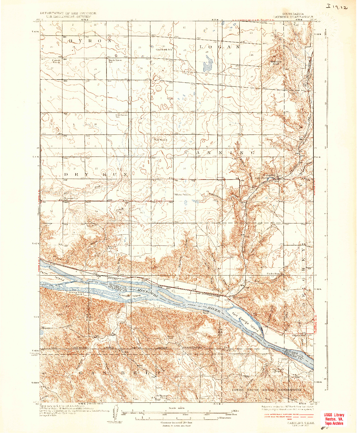 USGS 1:62500-SCALE QUADRANGLE FOR CANNING, SD 1937
