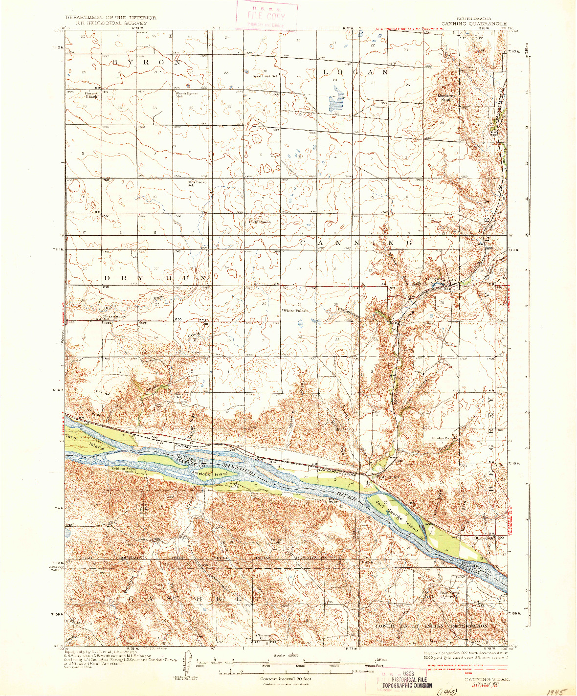 USGS 1:62500-SCALE QUADRANGLE FOR CANNING, SD 1937