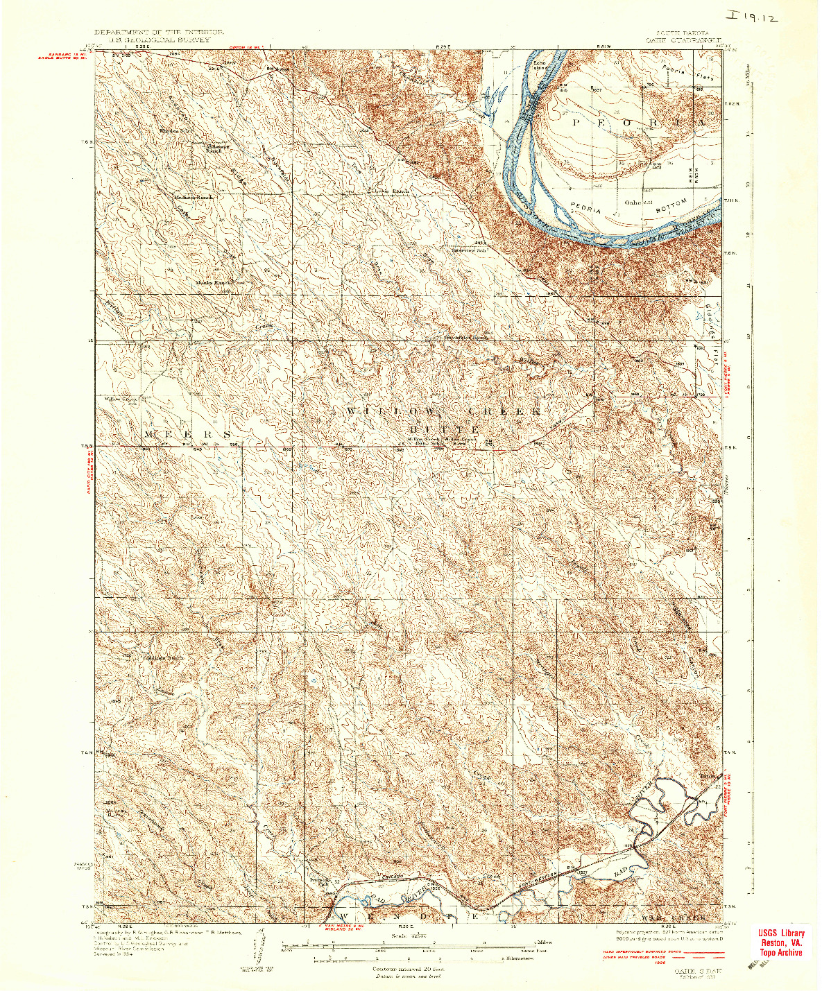 USGS 1:62500-SCALE QUADRANGLE FOR OAHE, SD 1937