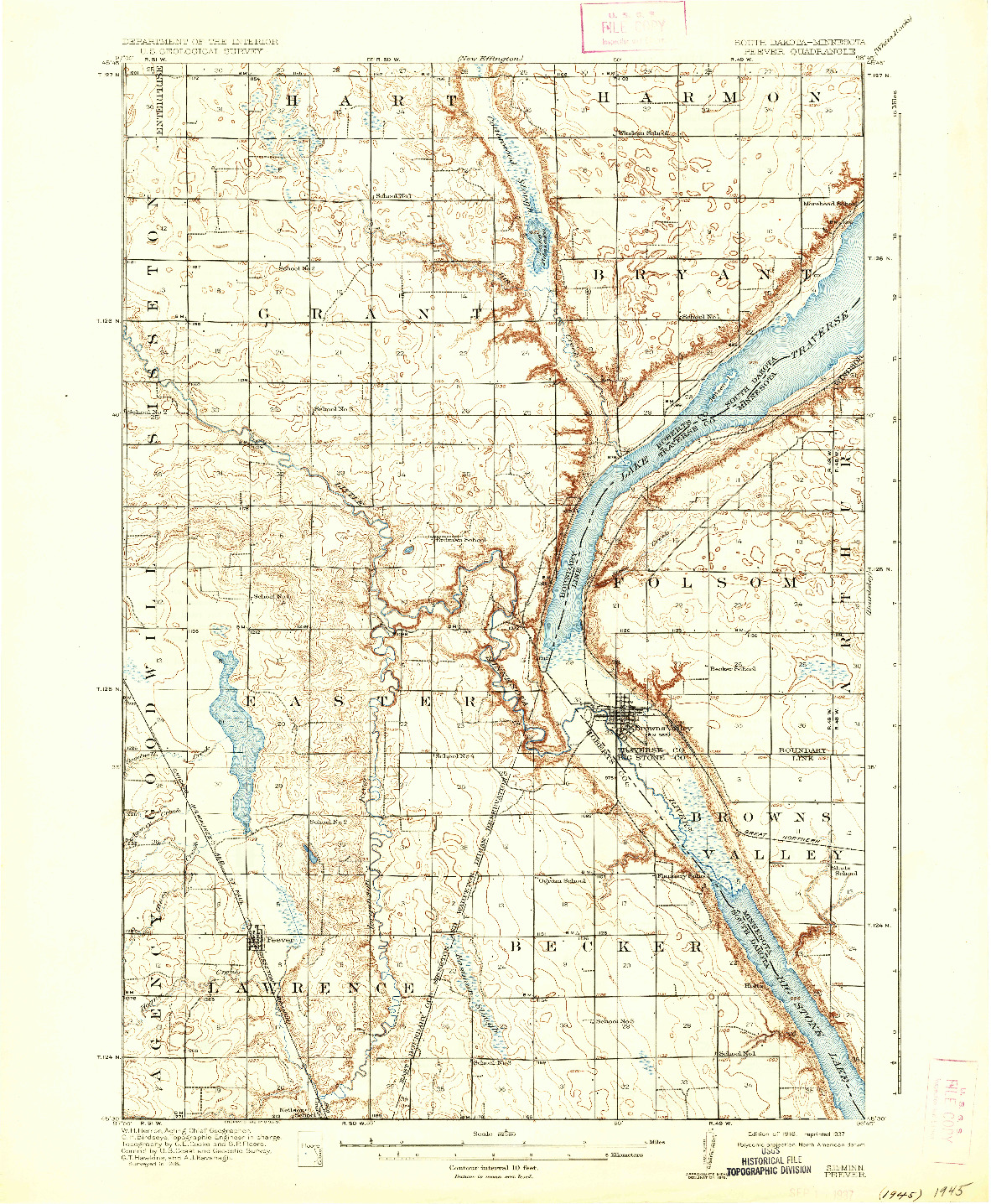 USGS 1:62500-SCALE QUADRANGLE FOR PEEVER, SD 1918