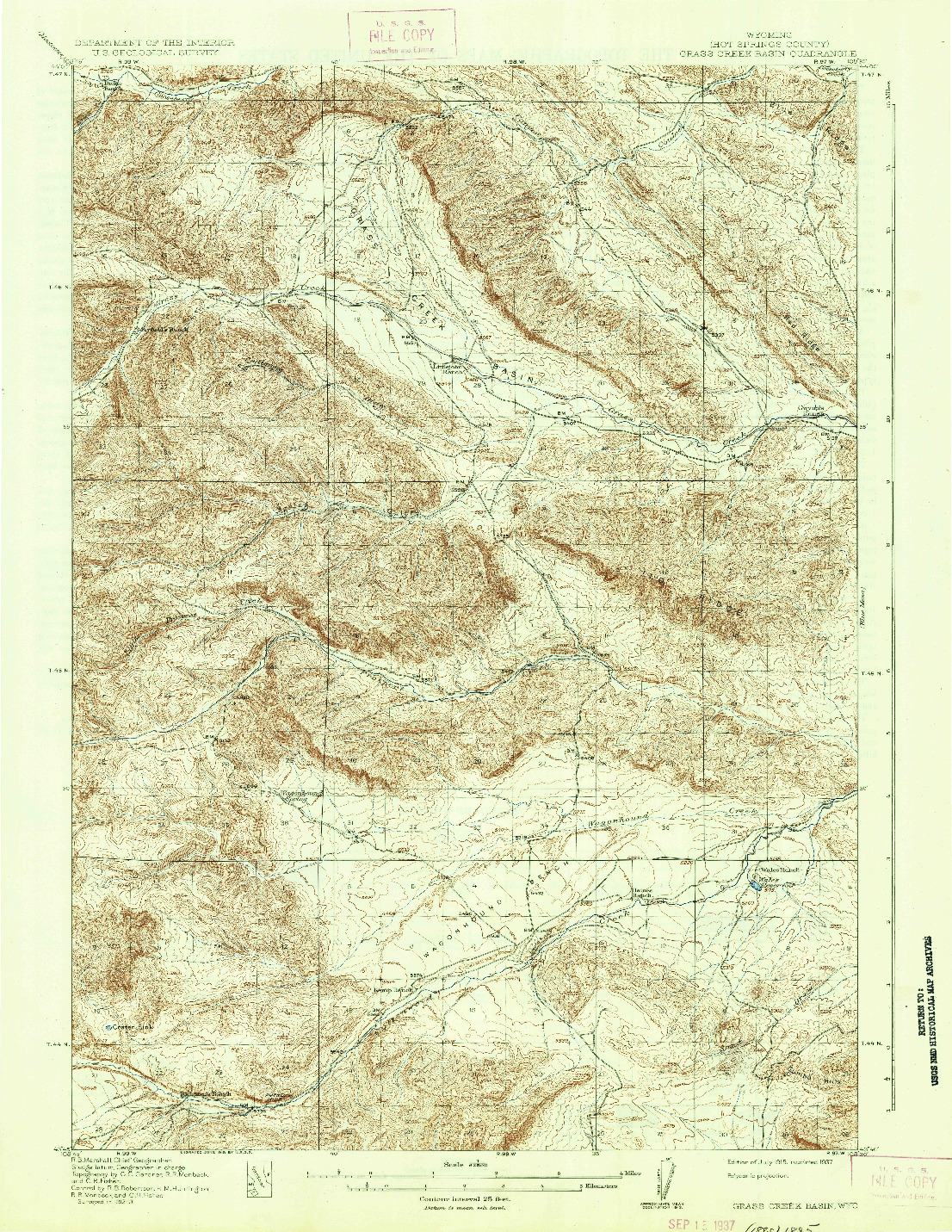 USGS 1:62500-SCALE QUADRANGLE FOR GRASS CREEK BASIN, WY 1915