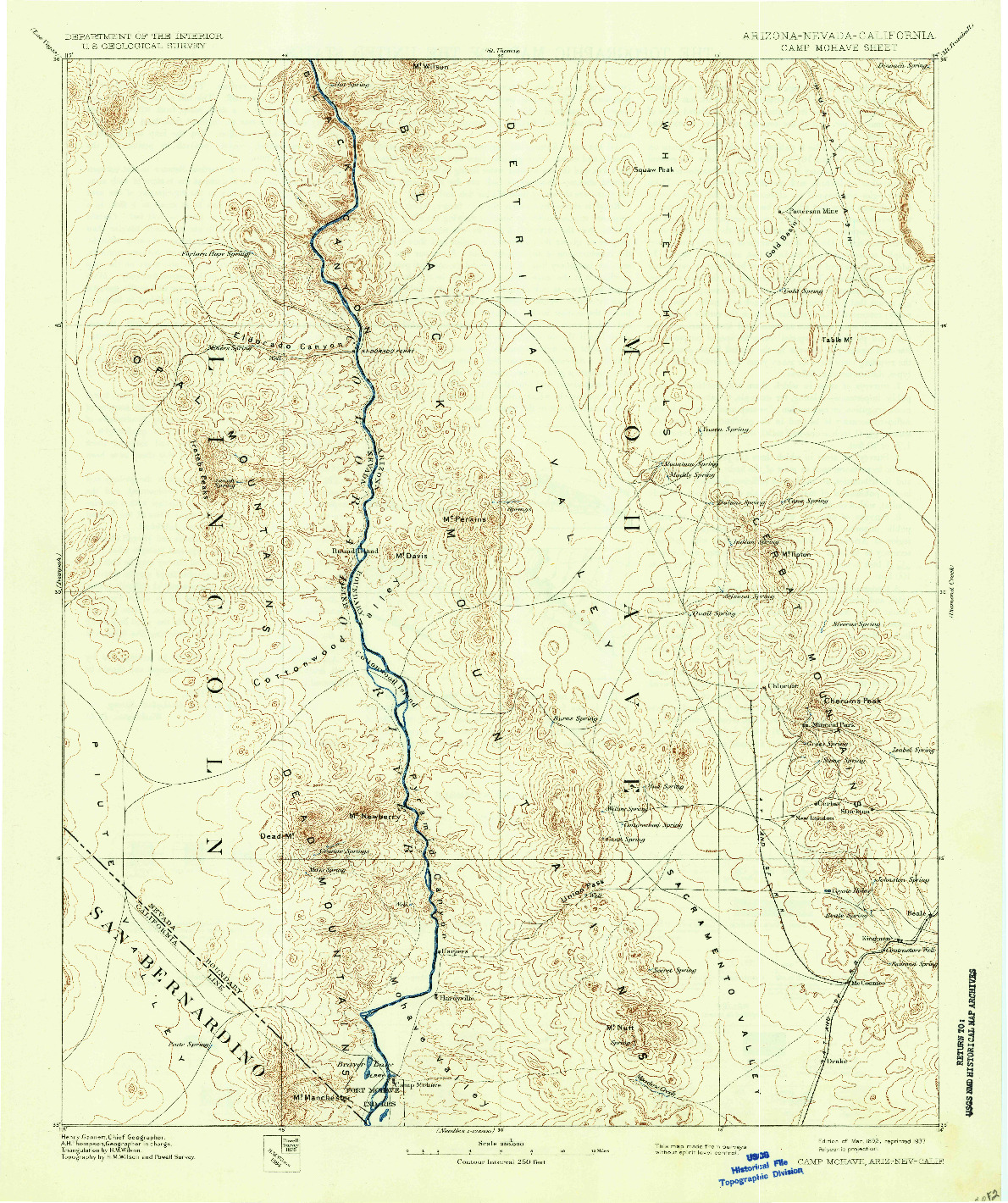 USGS 1:250000-SCALE QUADRANGLE FOR CAMP MOHAVE, AZ 1892