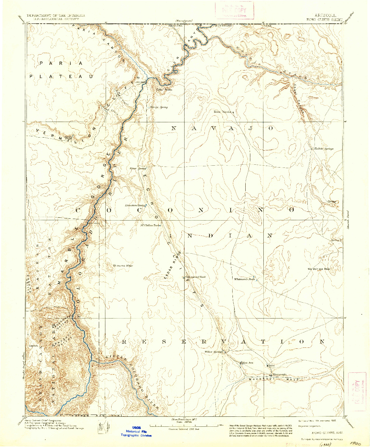 USGS 1:250000-SCALE QUADRANGLE FOR ECHO CLIFFS, AZ 1891