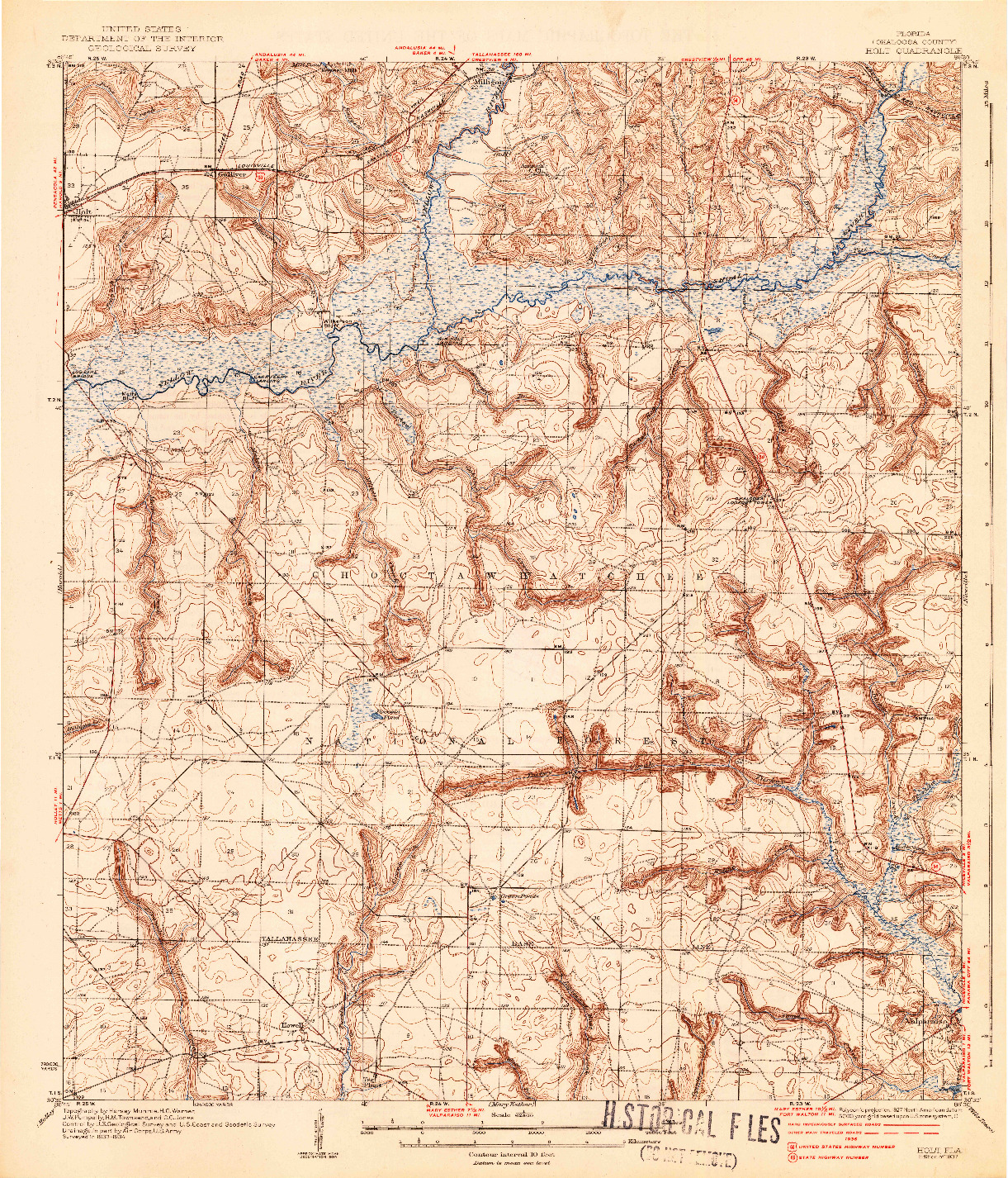 USGS 1:62500-SCALE QUADRANGLE FOR HOLT, FL 1937