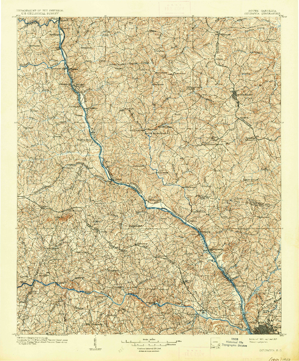 USGS 1:125000-SCALE QUADRANGLE FOR COLUMBIA, SC 1904